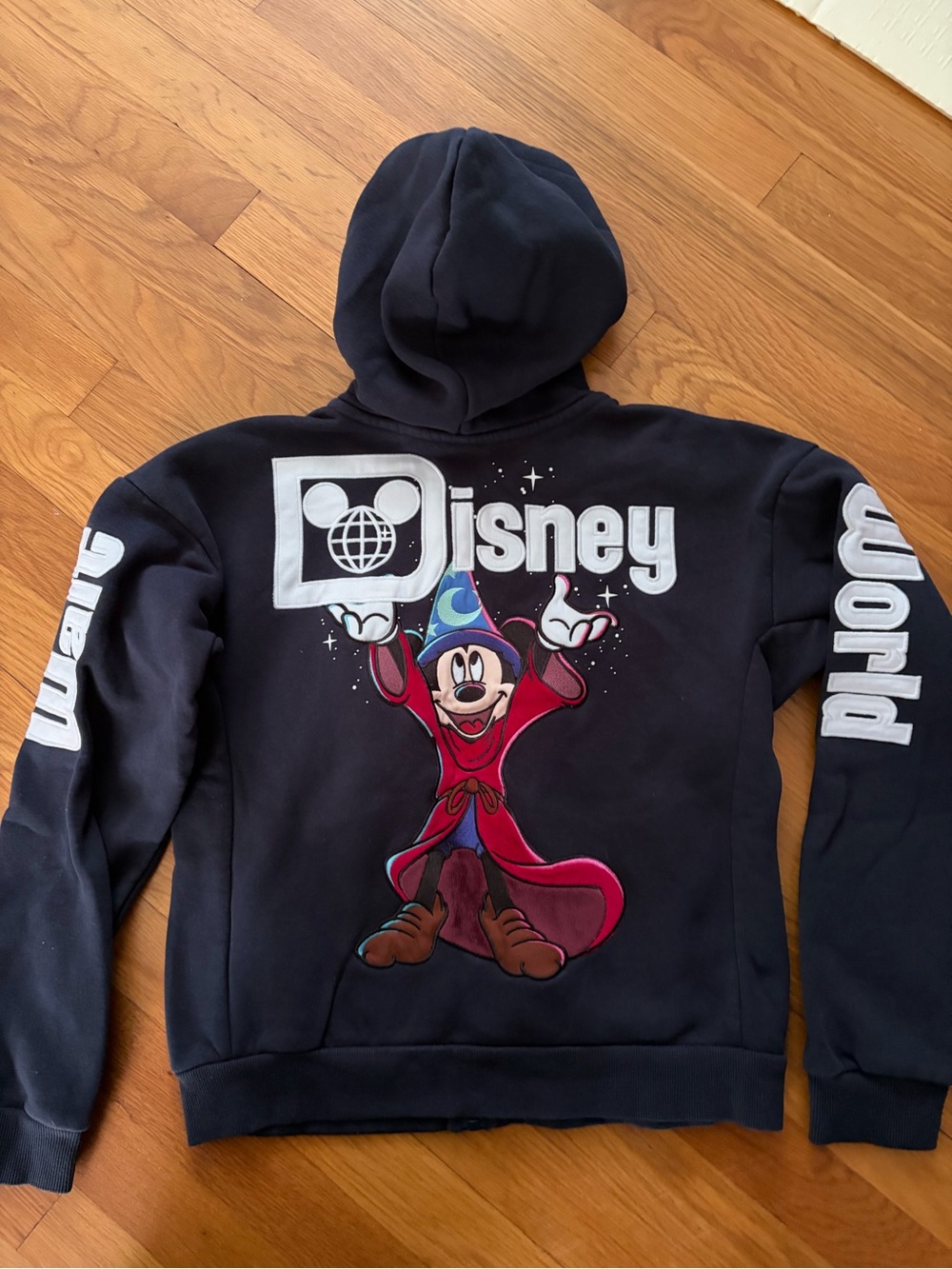 Official Disney Parks Sorcerer Mickey Embroidered Zip-Up Hoodie Youth Size 9/10